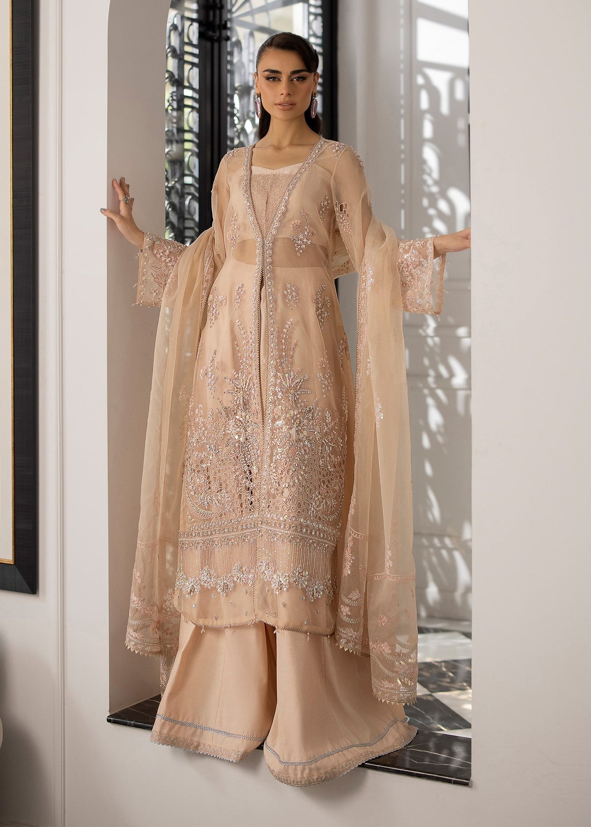 Sardinia | La More 24 | Peach Blossom - Designer Dress with Intricate embroidery and embellishments. Shop elegent wedding dress at Maria Faisal.