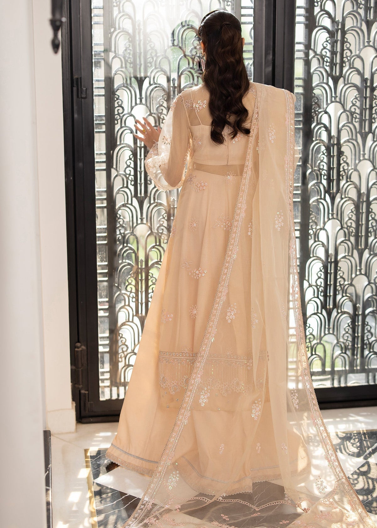 Sardinia | La More 24 | Peach Blossom - Designer Dress with Intricate embroidery and embellishments. Shop elegent wedding dress at Maria Faisal.