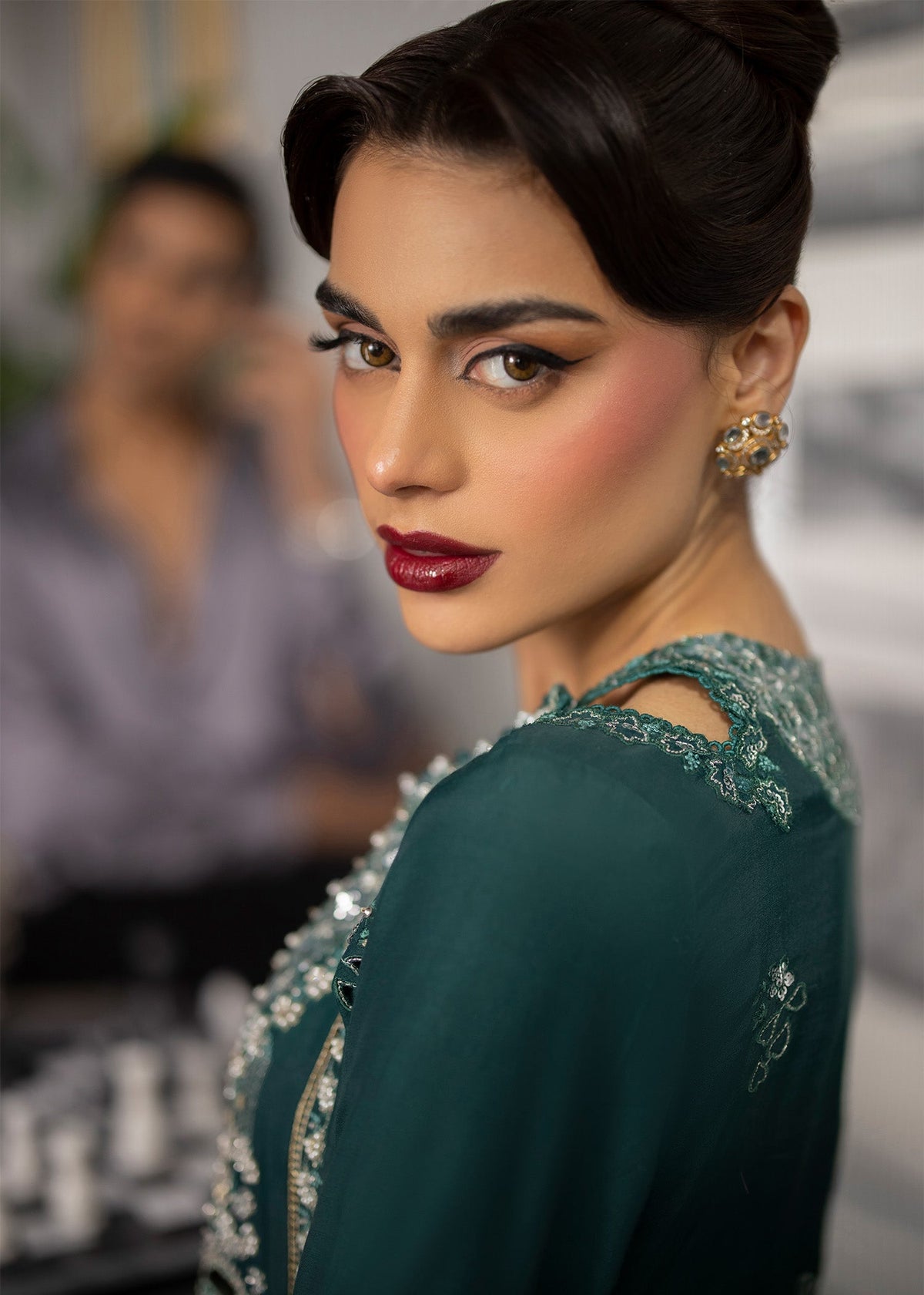 Sardinia | La More 24 | Emerald Night - Designer Dress with Intricate embroidery and embellishments. Shop elegent wedding dress at Maria Faisal.