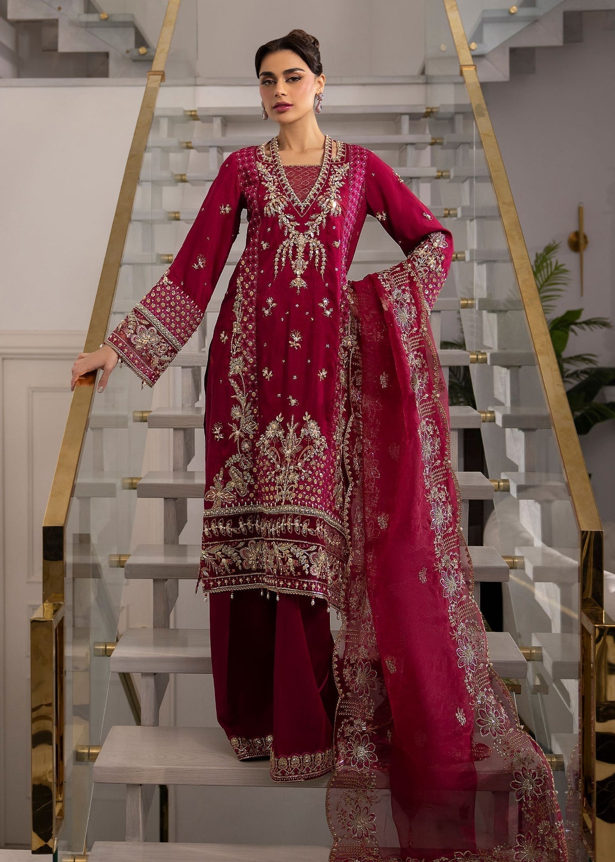 Sardinia | La More 24 | Scarlet dream - Designer Dress with Intricate embroidery and embellishments. Shop elegent wedding dress at Maria Faisal.