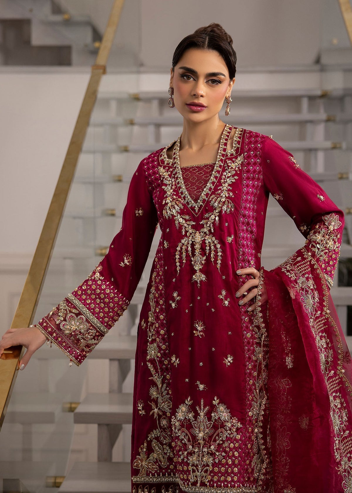 Sardinia | La More 24 | Scarlet dream - Designer Dress with Intricate embroidery and embellishments. Shop elegent wedding dress at Maria Faisal.