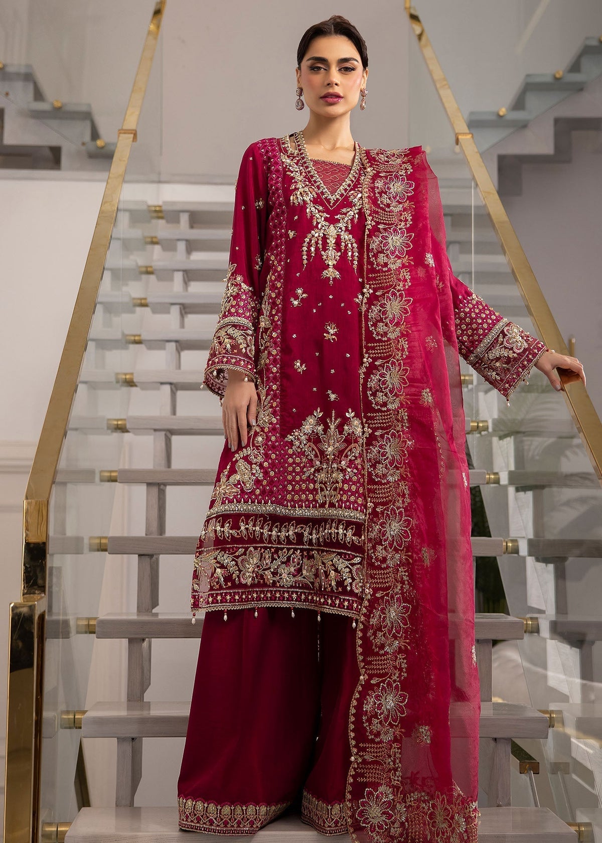 Sardinia | La More 24 | Scarlet dream - Designer Dress with Intricate embroidery and embellishments. Shop elegent wedding dress at Maria Faisal.