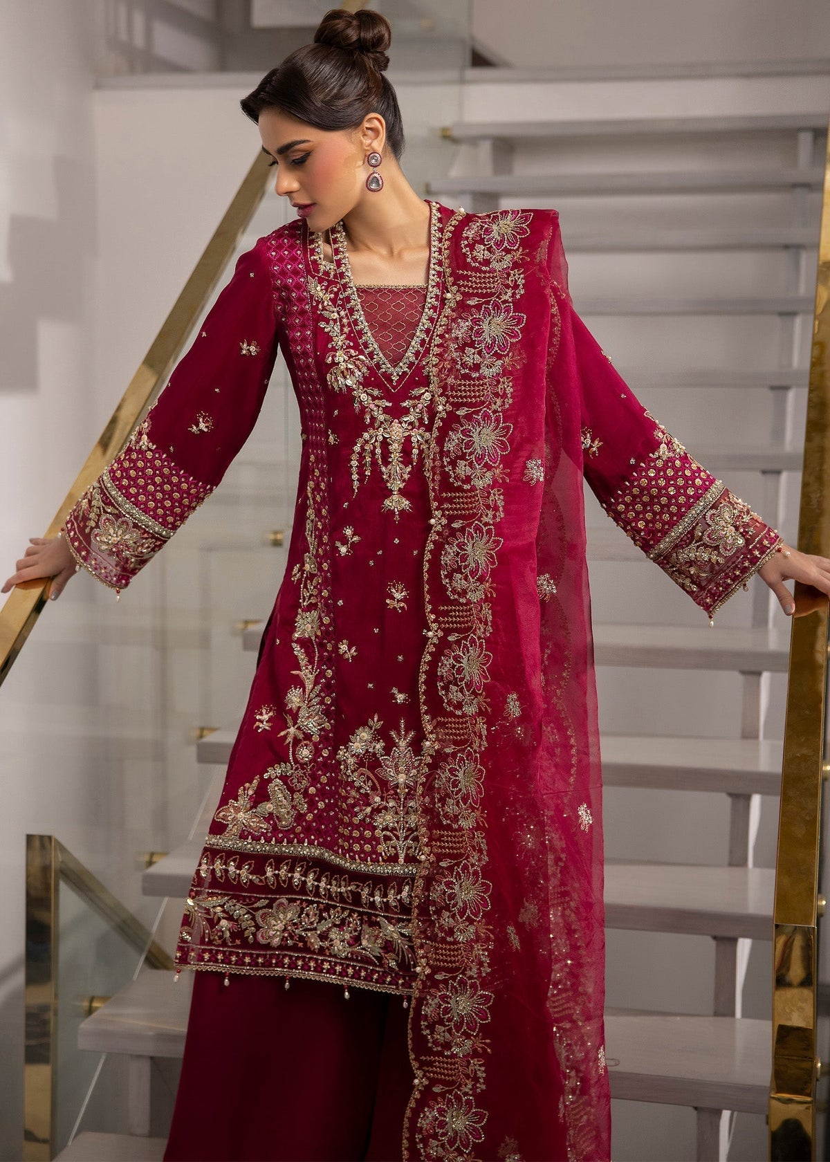 Sardinia | La More 24 | Scarlet dream - Designer Dress with Intricate embroidery and embellishments. Shop elegent wedding dress at Maria Faisal.
