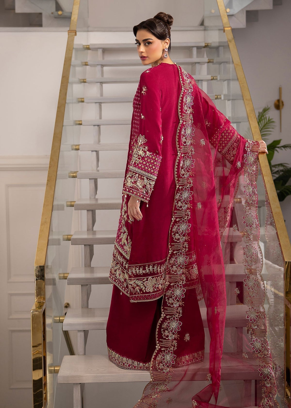 Sardinia | La More 24 | Scarlet dream - Designer Dress with Intricate embroidery and embellishments. Shop elegent wedding dress at Maria Faisal.