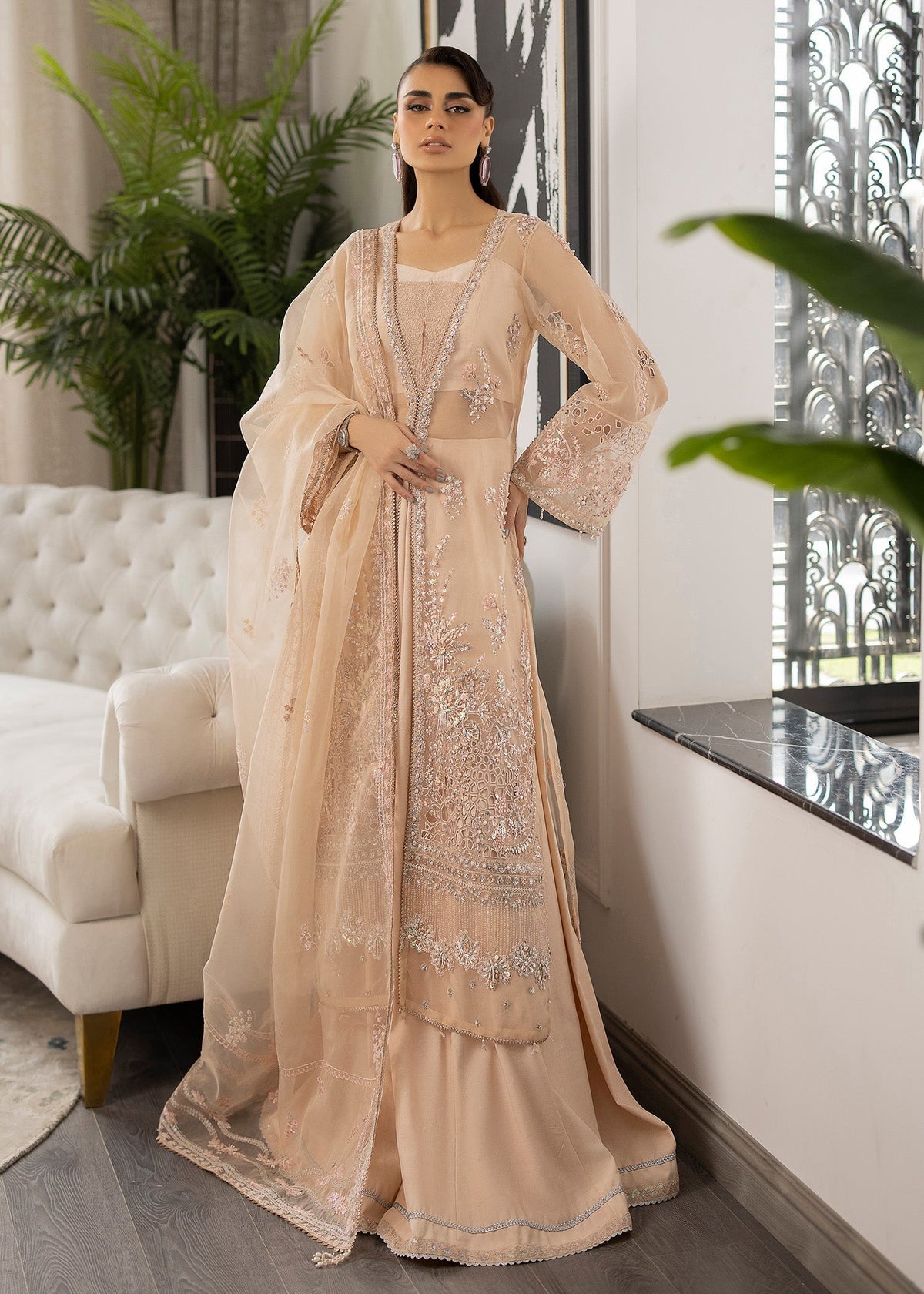 Sardinia | La More 24 | Peach Blossom - Designer Dress with Intricate embroidery and embellishments. Shop elegent wedding dress at Maria Faisal.