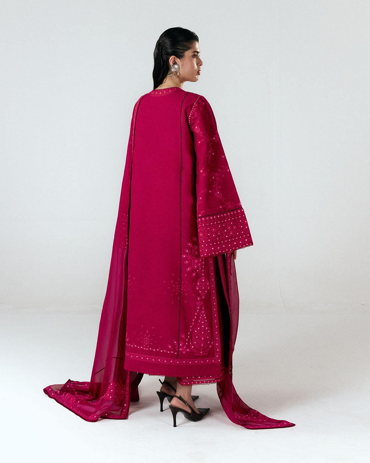 Jugnu | SS 26 Lawn | Sela - Luxury Dress - available at Maria Faisal in UK and USA.