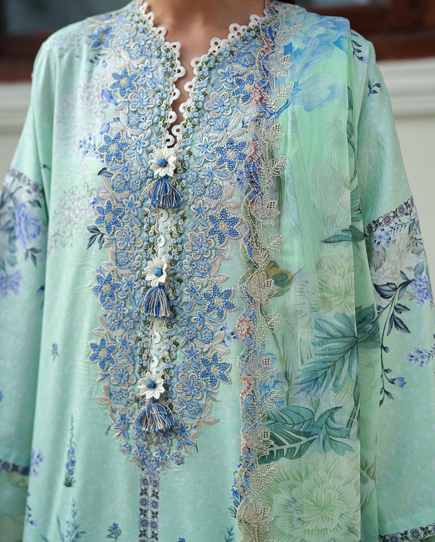 Roheenaz | Whispered Florals | Soft Meadow - Casual Dress - available at Maria Faisal in UK and USA.