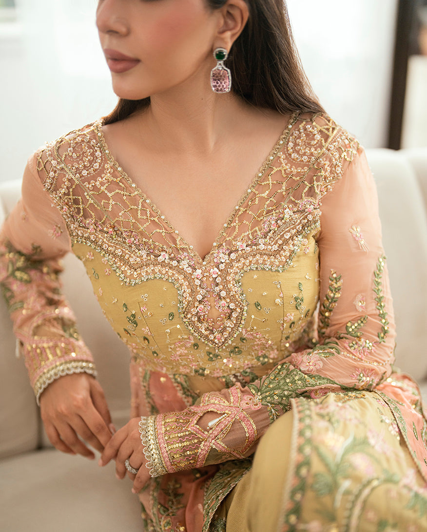Mushq | Sham Shandaar Festive | Sur Sunehri - Casual Dress - available at Maria Faisal in UK and USA.