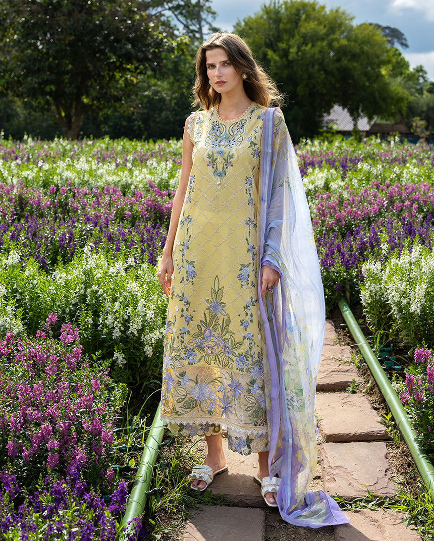 Mushq | The Secret Garden Lawn | Sunlit Meadow - Luxury Dress - available at Maria Faisal in UK and USA.