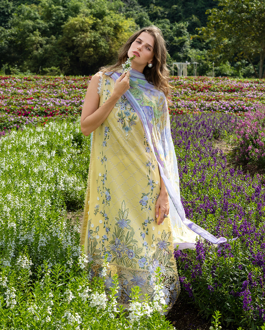 Mushq | The Secret Garden Lawn | Sunlit Meadow - Luxury Dress - available at Maria Faisal in UK and USA.