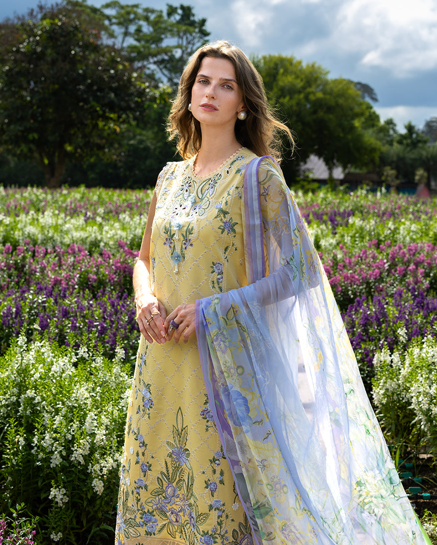 Mushq | The Secret Garden Lawn | Sunlit Meadow - Luxury Dress - available at Maria Faisal in UK and USA.