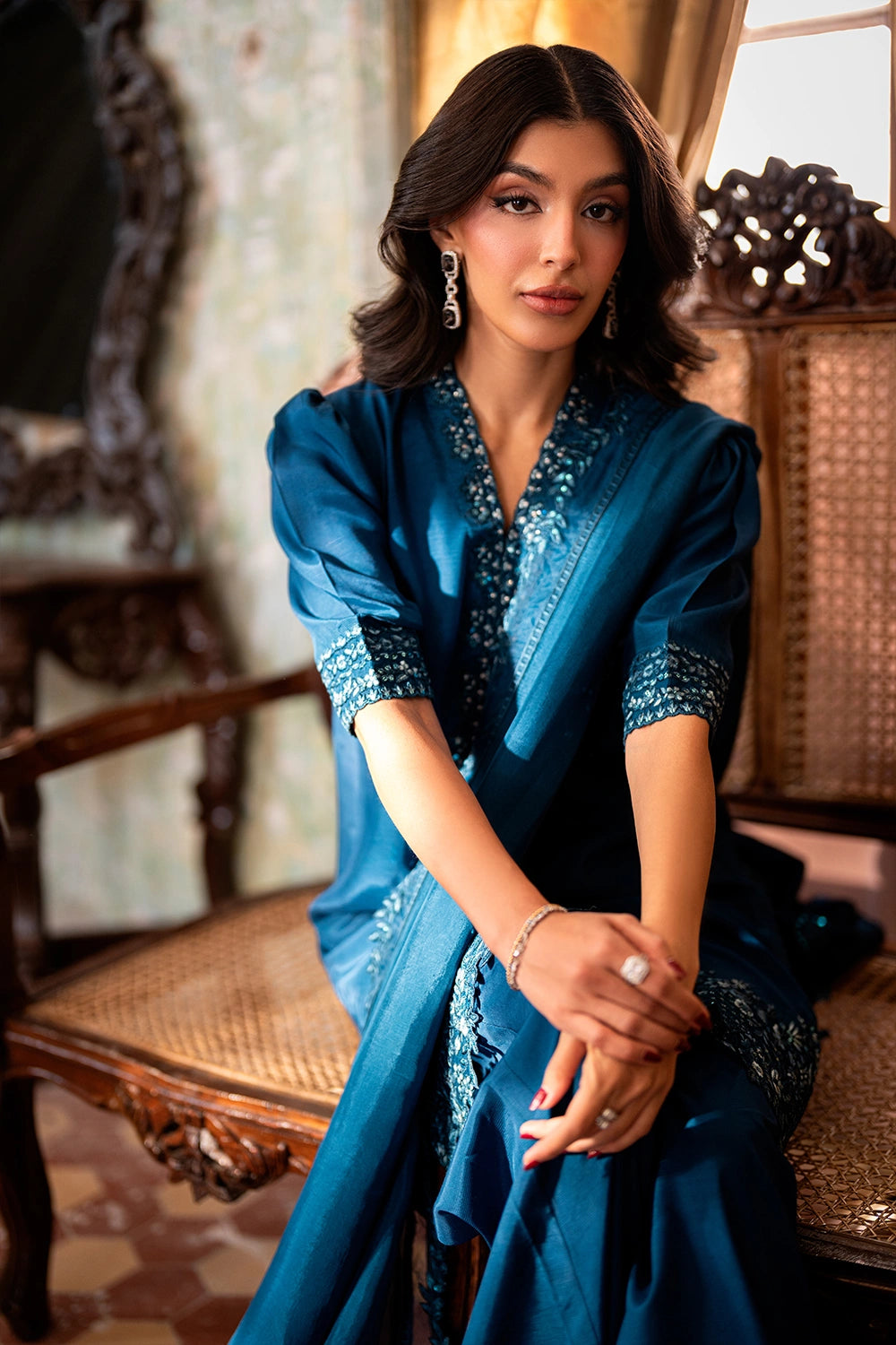 Azure | Vogue Formals | Sylvan Silk - Formal Dress - available at Maria Faisal in UK and USA.