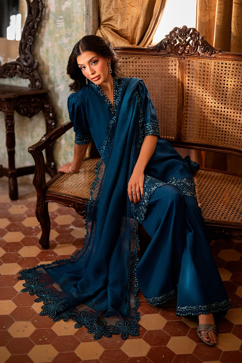 Azure | Vogue Formals | Sylvan Silk - Formal Dress - available at Maria Faisal in UK and USA.