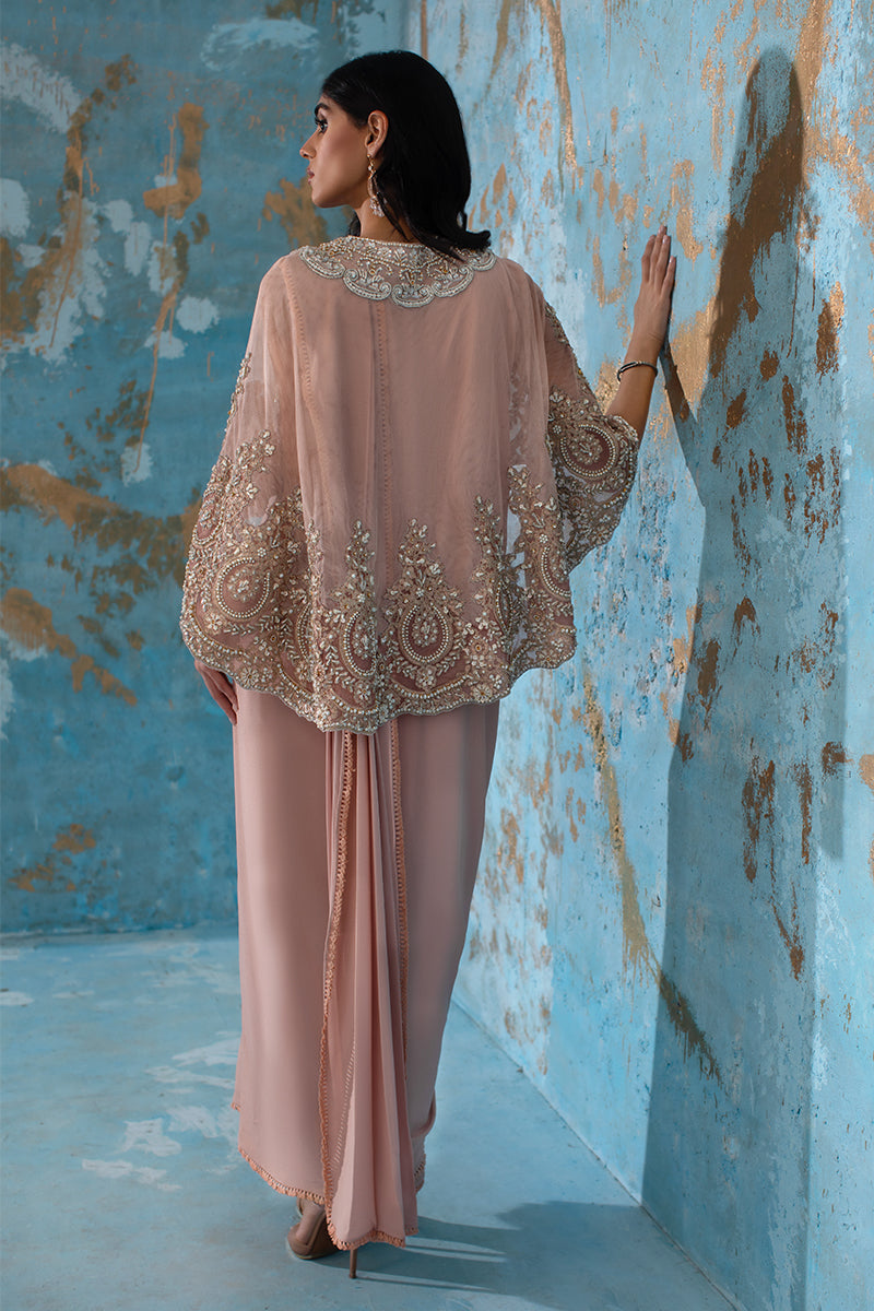 Wardha Saleem | Luxury Pret Fusion Wear | ROSALIE - FORMAL CAPE WITH DRAPE (2 PC) - Ladies Clothes 