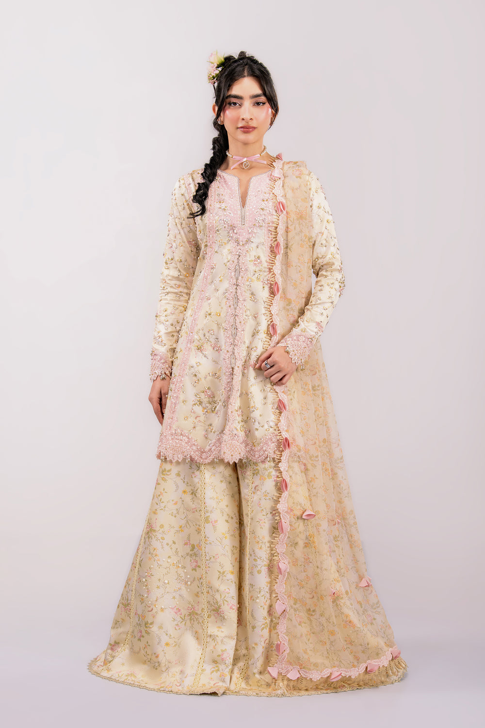 Qalamkar | Luxe Silk 26 | QSL-03 SOLENE - Luxury Dress - available at Maria Faisal in UK and USA.