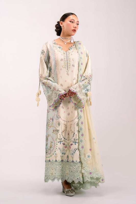 Qalamkar | Luxe Silk 26 | QSL-01 AZURE - Luxury Dress - available at Maria Faisal in UK and USA.