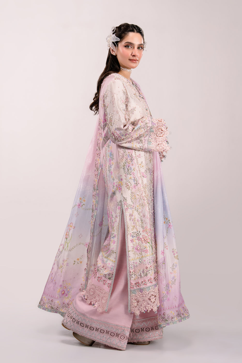 Qalamkar | Luxe Silk 26 | QSL-02 CALISTA - Luxury Dress - available at Maria Faisal in UK and USA.