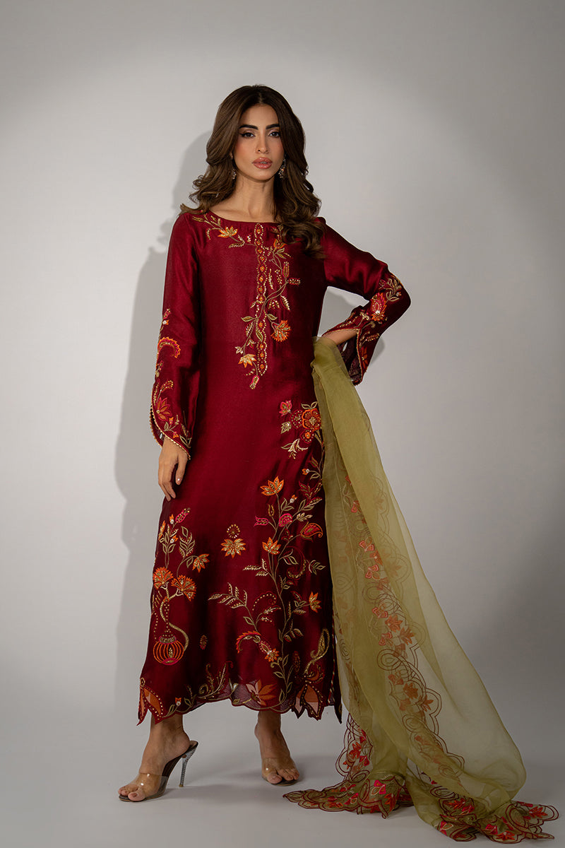 Mina Hassan | Winter 25 | Sia - Casual Dress - available at Maria Faisal in UK and USA.