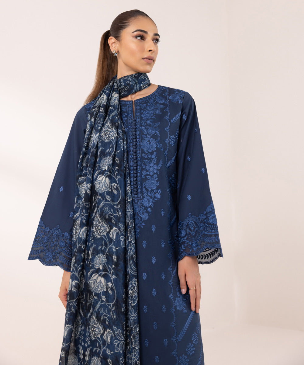 Sapphire | Intermix 2024 | Cambric Suit S-17 - Designer Dress with Intricate embroidery and embellishments. Shop elegent wedding dress at Maria Faisal.