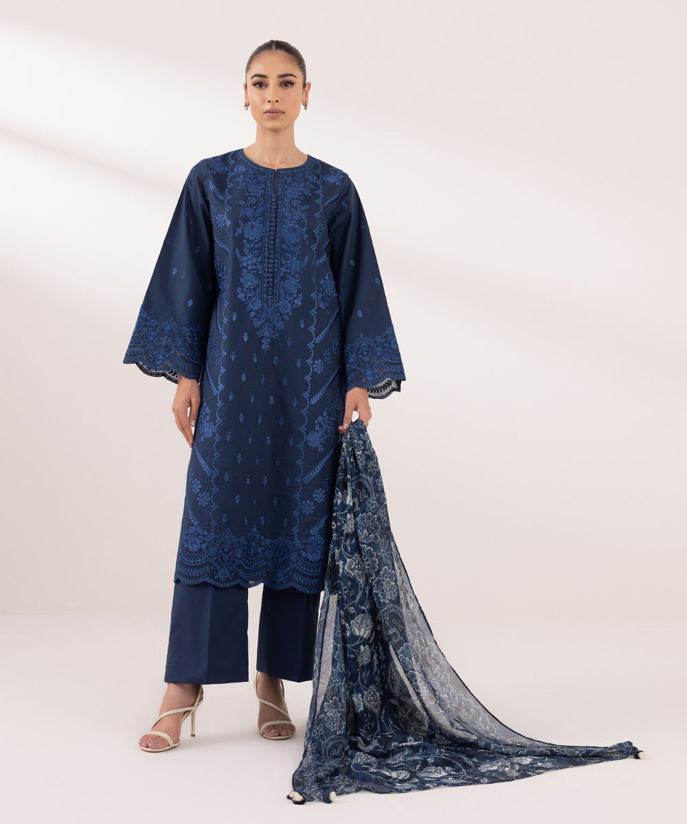 Sapphire | Intermix 2024 | Cambric Suit S-17 - Designer Dress with Intricate embroidery and embellishments. Shop elegent wedding dress at Maria Faisal.