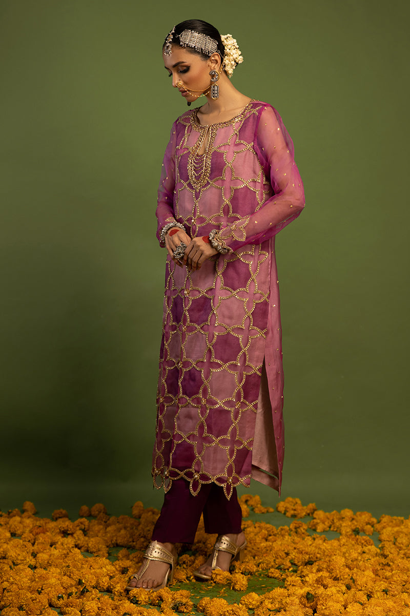 Wardha Saleem | Luxury Pret Traditional Wear | SARAAB - PLUM HEAVY (2 PC) - Ladies Clothes 