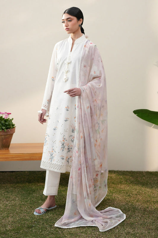 Cross Stitch | Emb Lawn Mahiri 26 | PRISTINE IVORY - Luxury Dress - available at Maria Faisal in UK and USA.