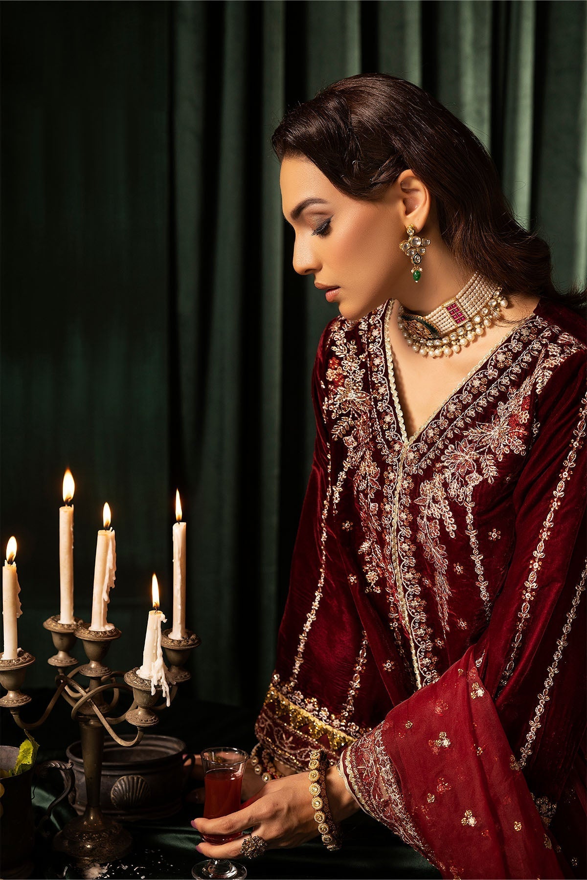 Motifz | Velvet Formals | 5099-SANDAL - Ladies Clothes - Maria Faisal