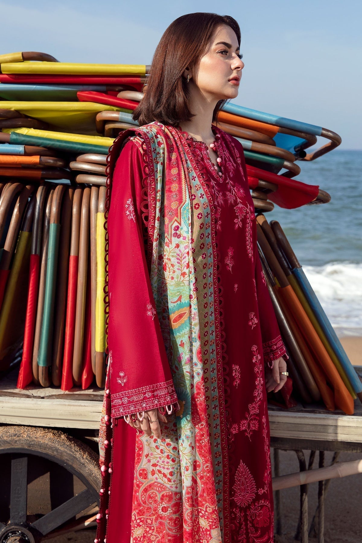 Zaha | Embroidered Lawn Collection | EIRA (ZL23-10 B) - Ladies Clothes - Maria Faisal