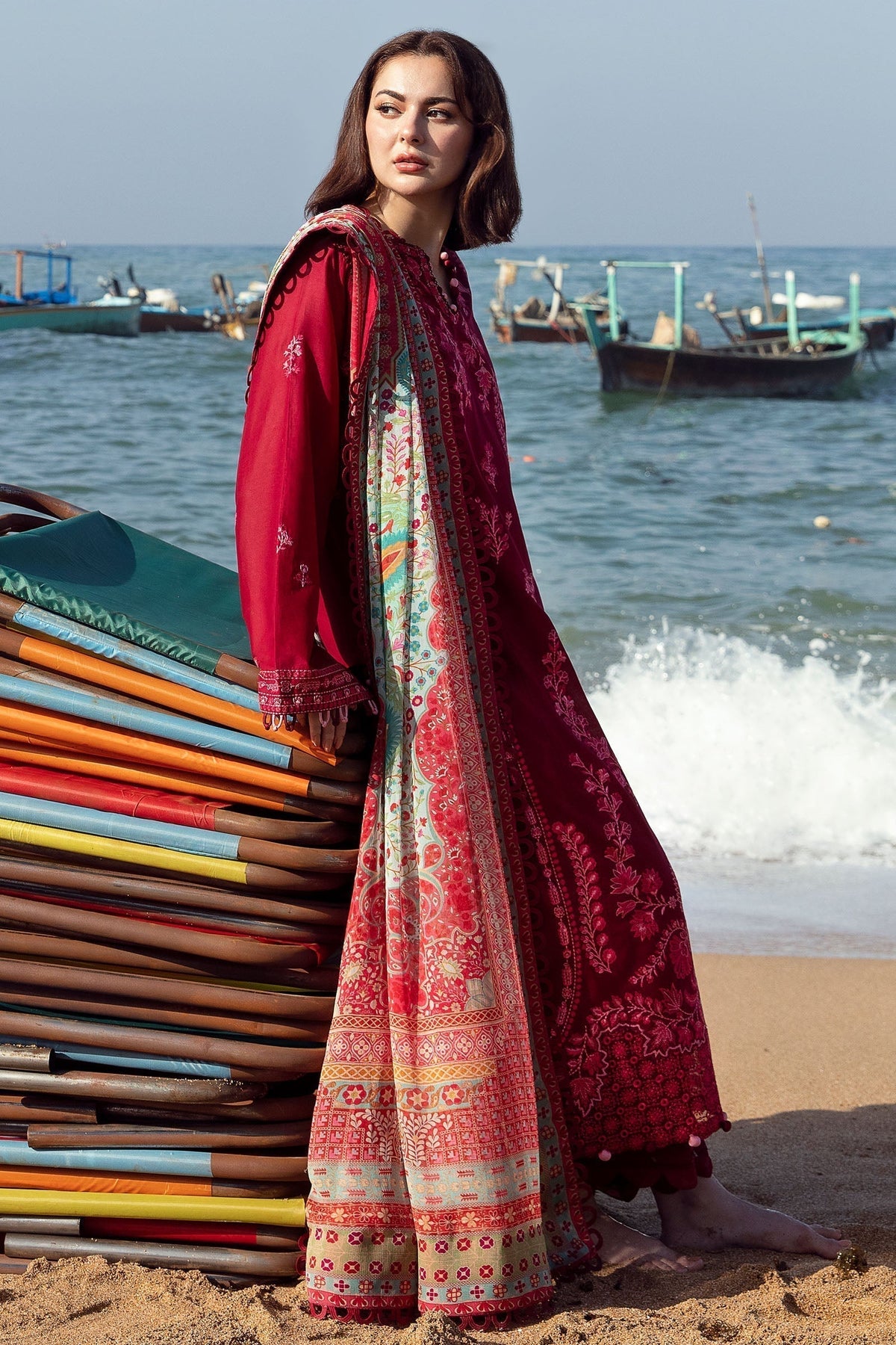 Zaha | Embroidered Lawn Collection | EIRA (ZL23-10 B) - Ladies Clothes - Maria Faisal