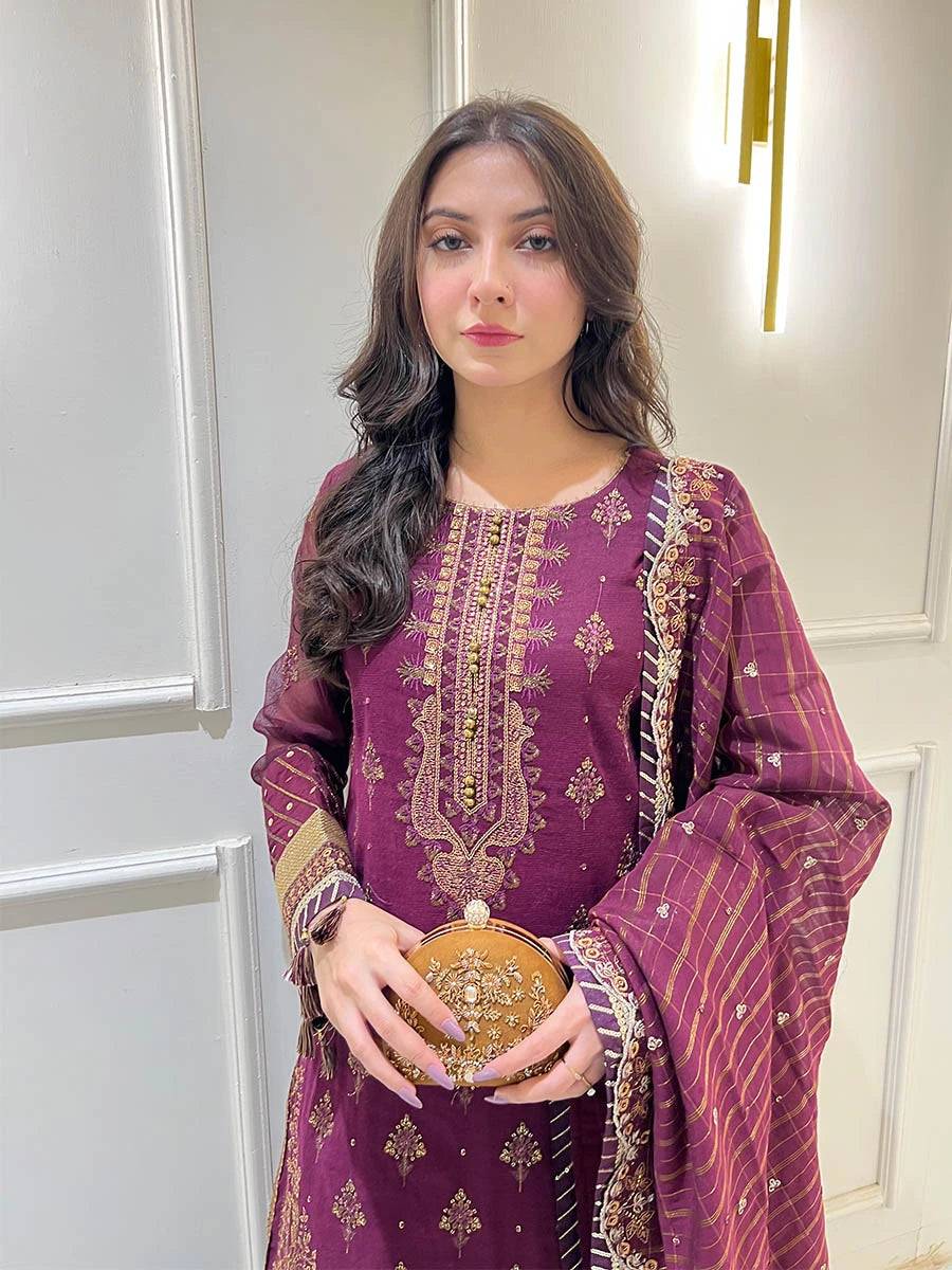 Salitex | Signature Festive Chiffon | JI040 by Maria Faisal - Registered Vendor of : Salitex - type : Ladies Clothes - 100% original wedding dresses