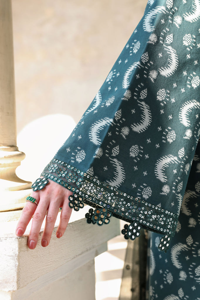 Cross Stitch | Eid Lawn Edit 26 |  TEAL SPRUCE - Bridal Dress - available at Maria Faisal in UK and USA.