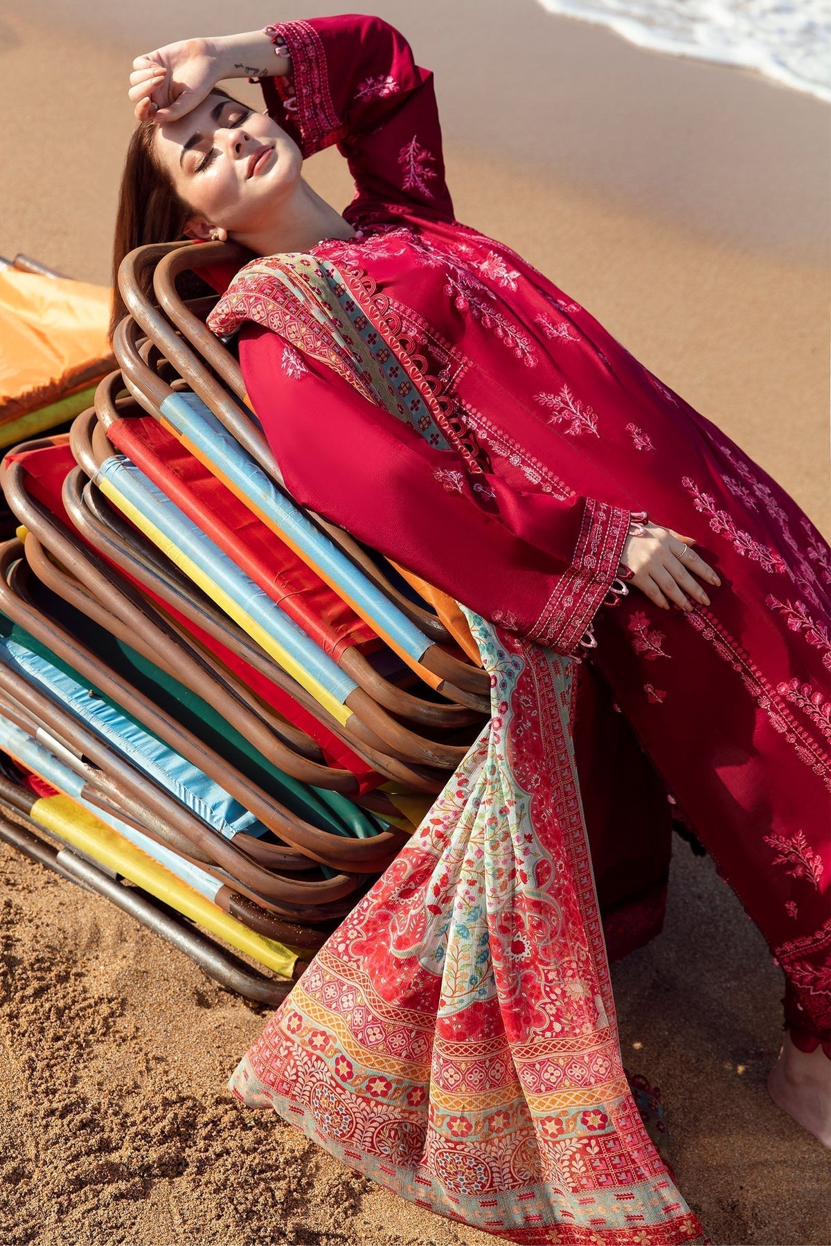 Zaha | Embroidered Lawn Collection | EIRA (ZL23-10 B) - Ladies Clothes - Maria Faisal