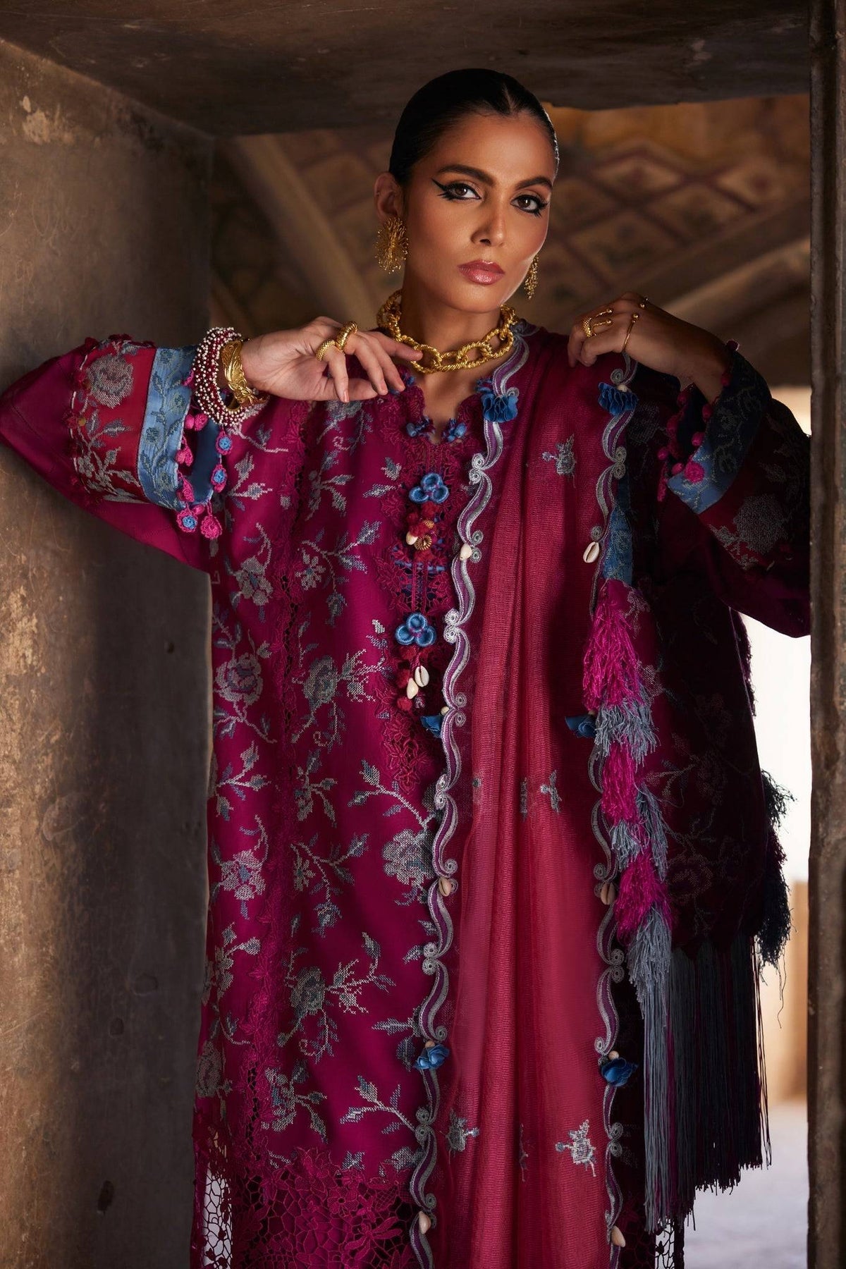 Elan | Luxury Lawn 25 | OPHELIA (EL25-10 B) by Maria Faisal - Registered Vendor of : Elan - type : Ladies Clothes - 100% original wedding dresses