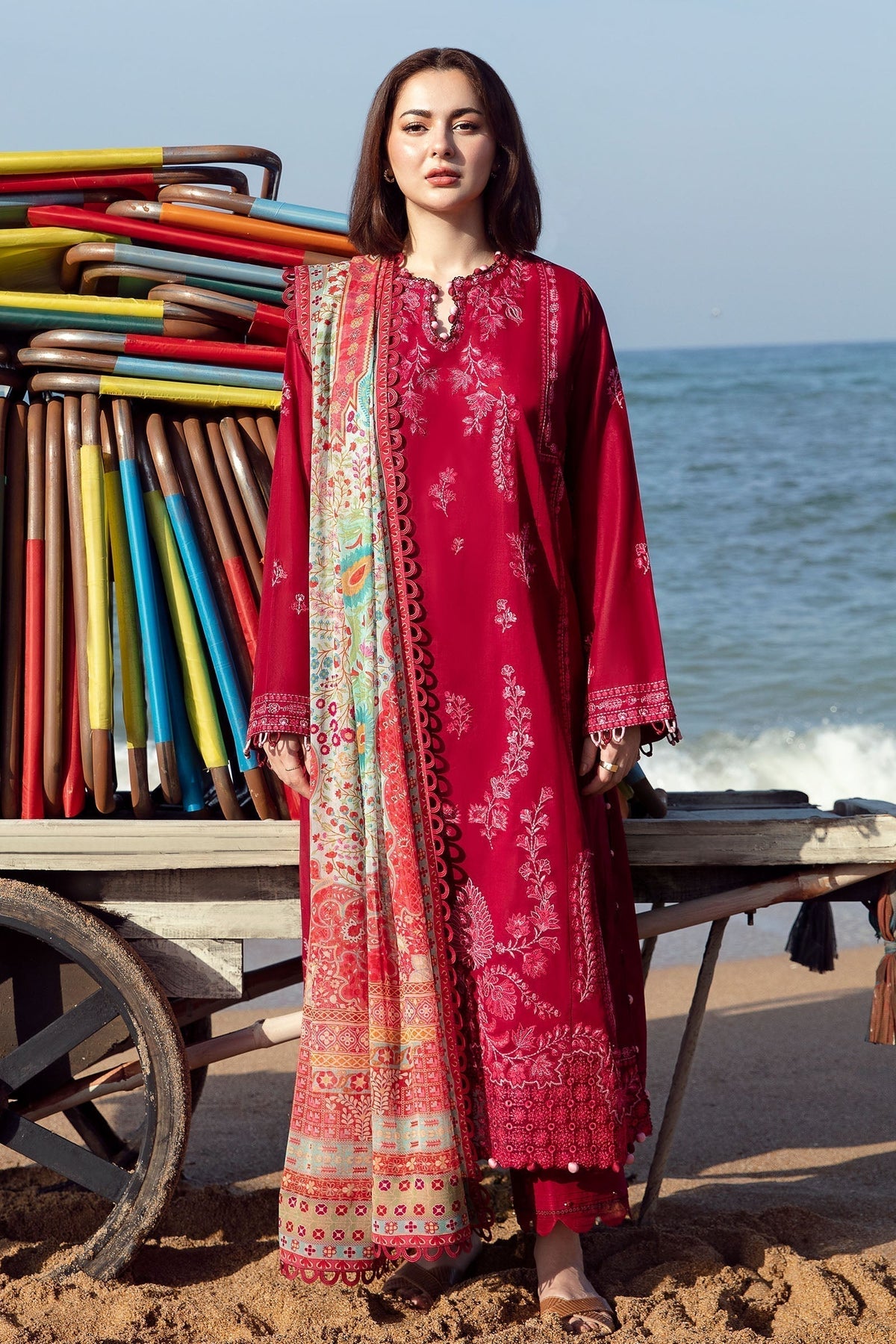 Zaha | Embroidered Lawn Collection | EIRA (ZL23-10 B) - Ladies Clothes - Maria Faisal