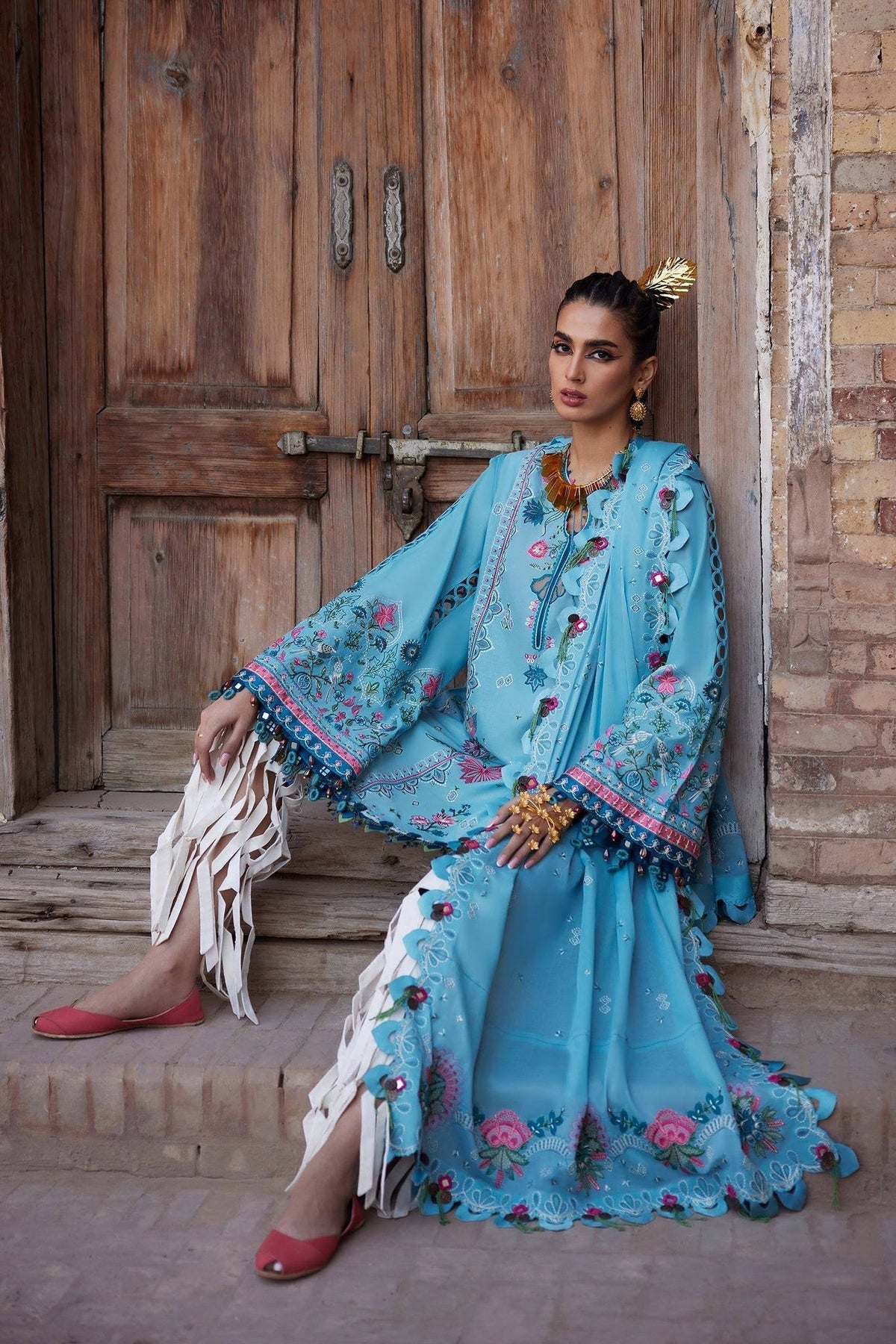 Elan | Luxury Lawn 25 | ISLA BLEU (EL25-11 A) by Maria Faisal - Registered Vendor of : Elan - type : Ladies Clothes - 100% original wedding dresses