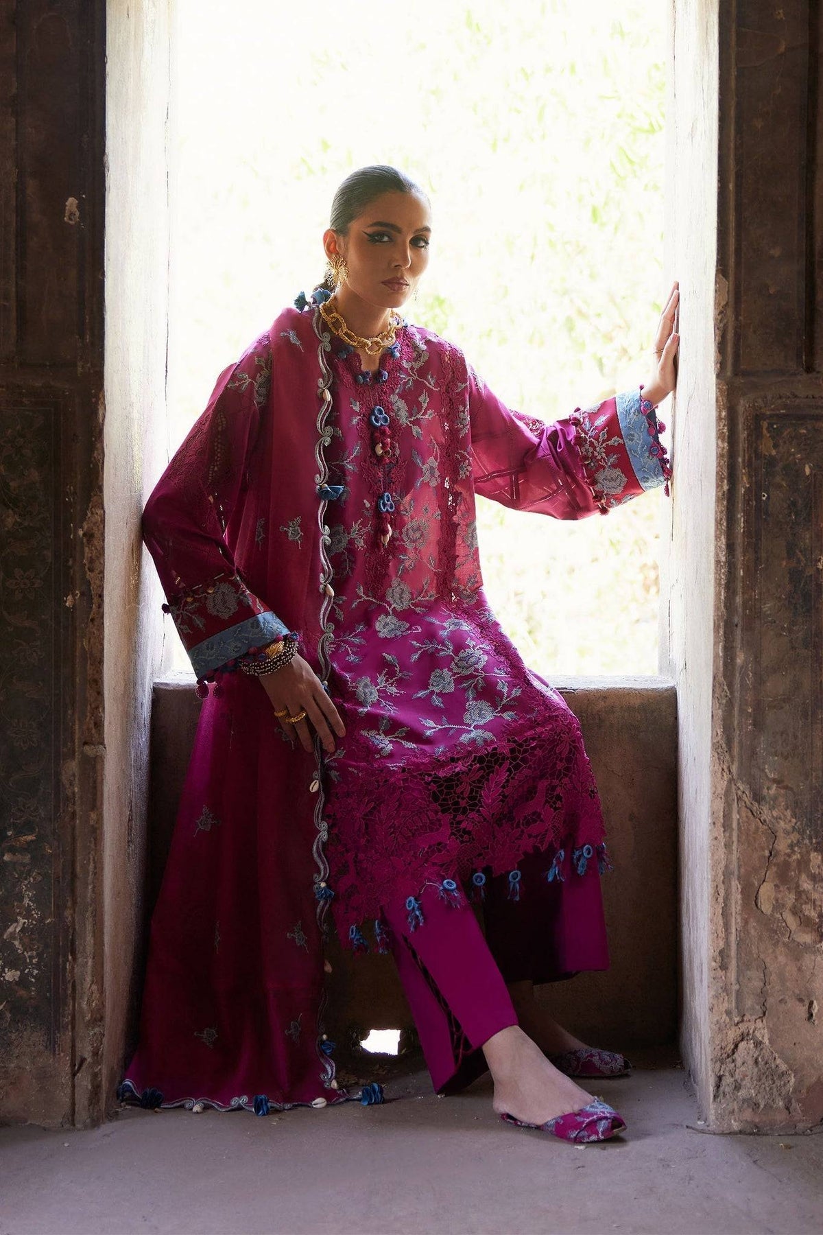 Elan | Luxury Lawn 25 | OPHELIA (EL25-10 B) by Maria Faisal - Registered Vendor of : Elan - type : Ladies Clothes - 100% original wedding dresses