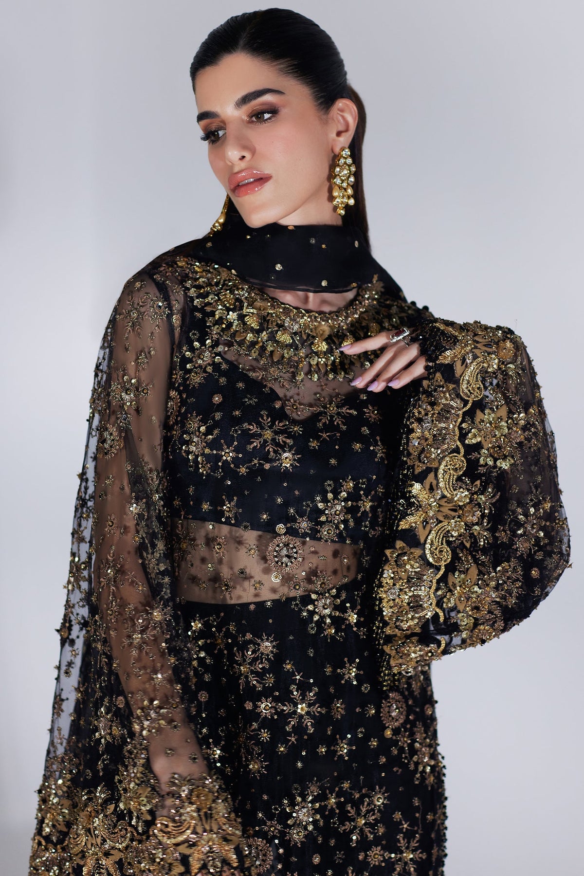Elan | Luxury Wedding Wears | CASCADE D'ETOILES' (EP-21013) - Bridal Dress - available at Maria Faisal in UK and USA.