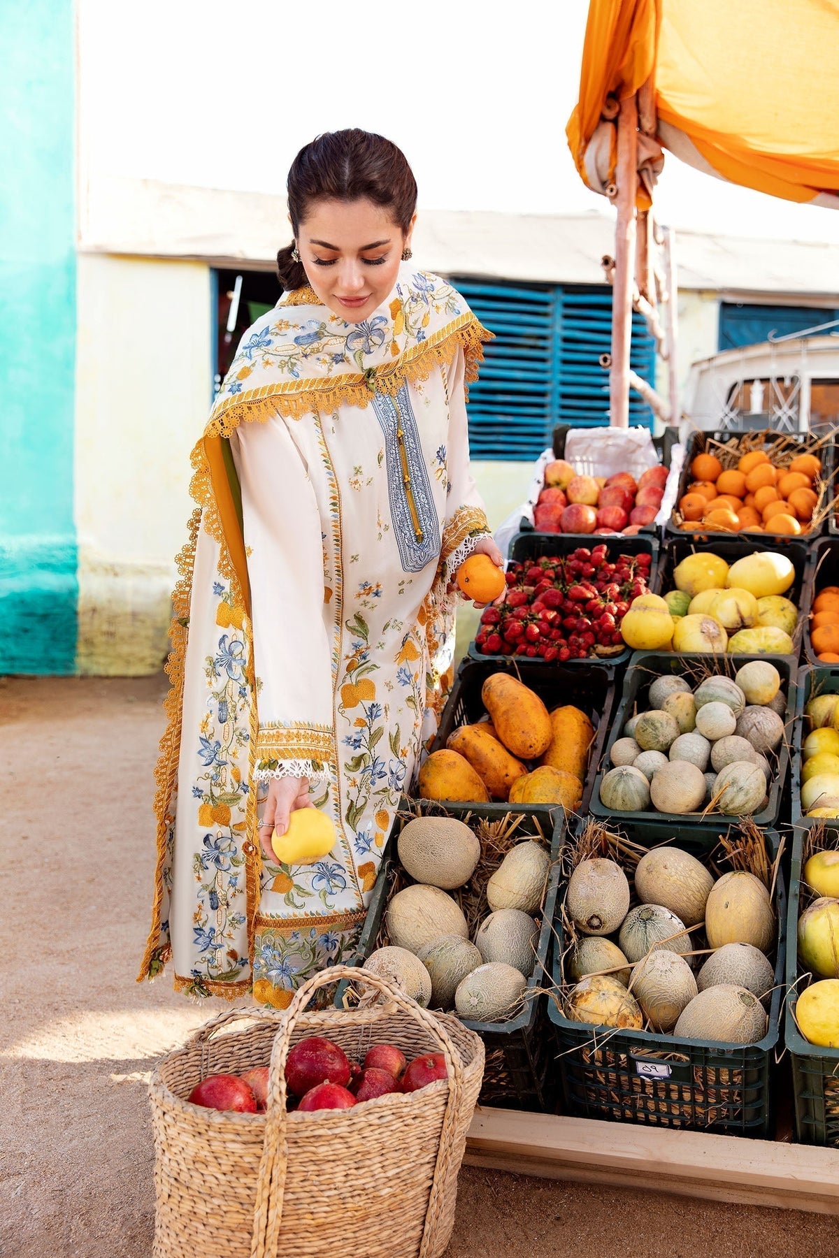 Zaha | Embroidered Lawn Collection | LEYA (ZL23-07 A) - Ladies Clothes - Maria Faisal