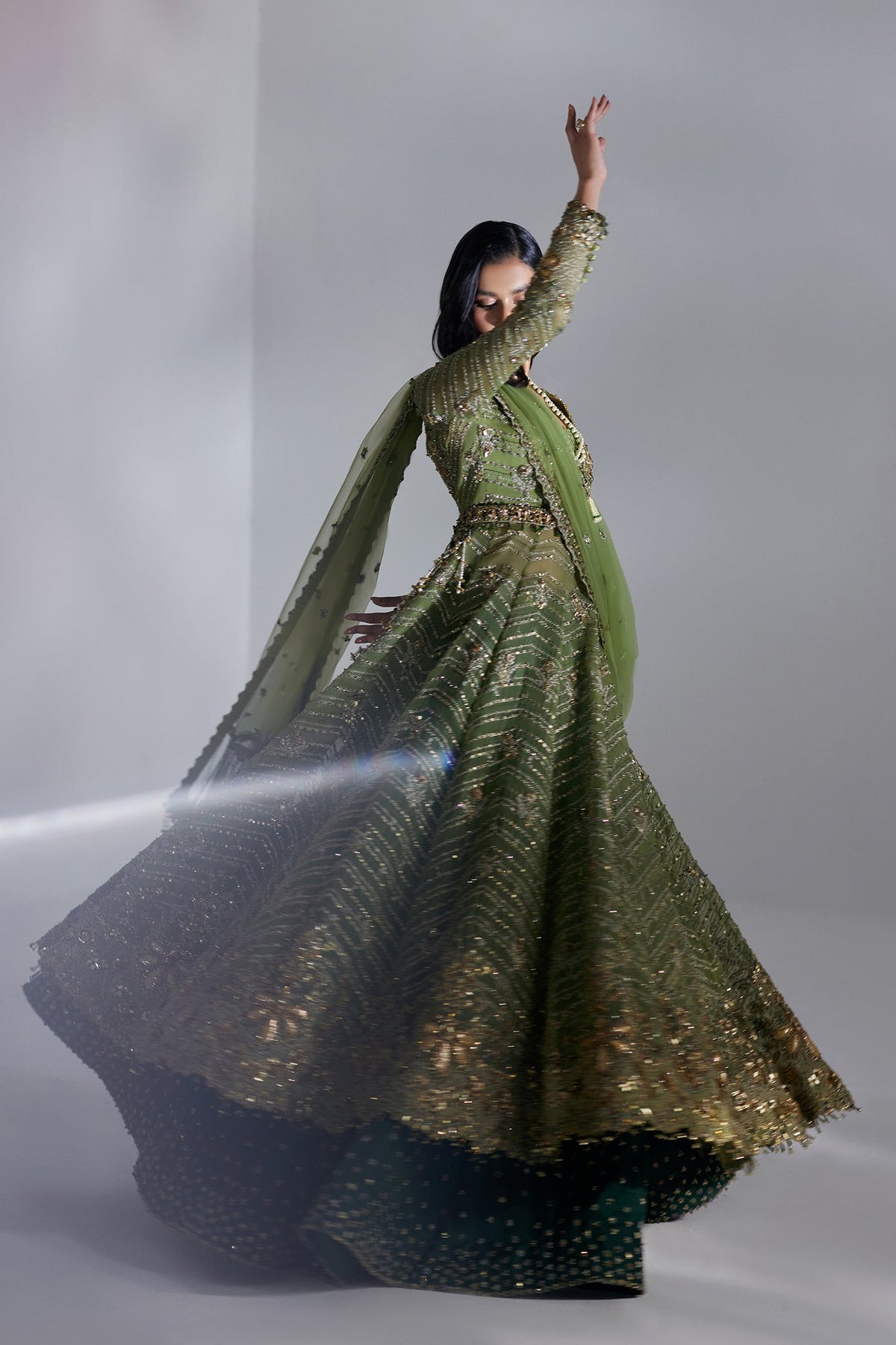 Elan | Luxury Wedding Wears | SCINTILLANT OLIVE (EP-20995) - Bridal Dress - available at Maria Faisal in UK and USA.
