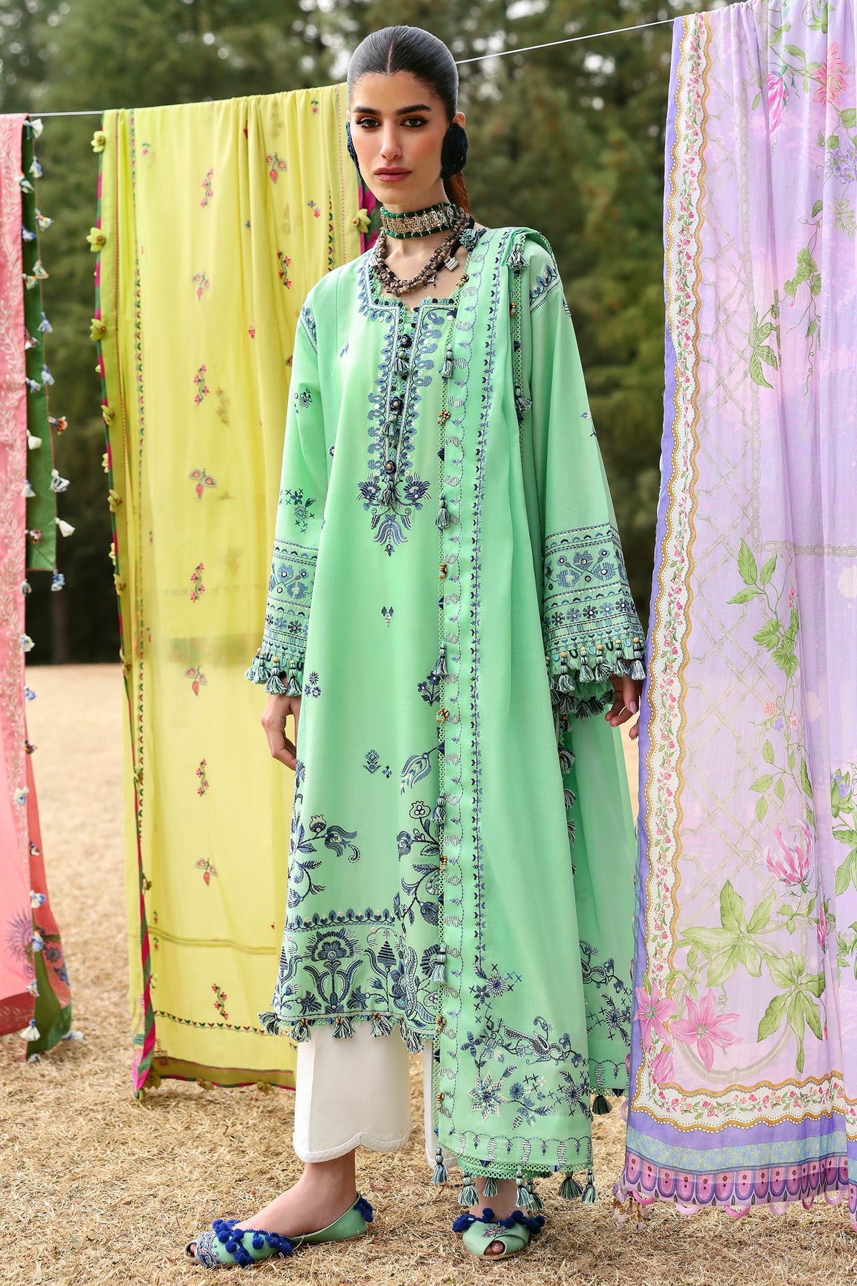 Zaha | Lawn 25 | ELAYA (ZL25-10 A) by Maria Faisal - Registered Vendor of : Zaha - type : Ladies Clothes - 100% original wedding dresses