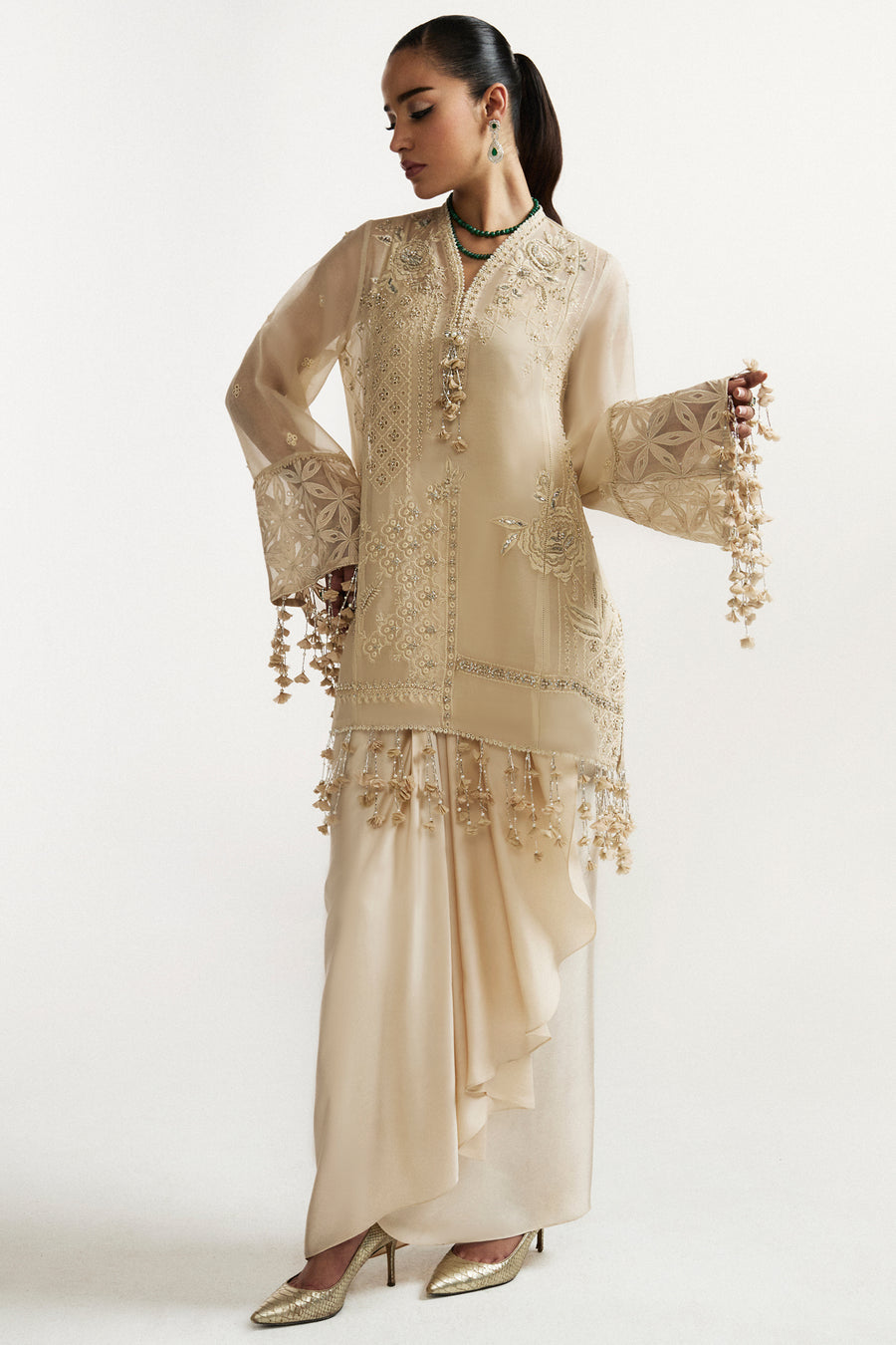 Elan | Vital Ornee | SOLENNE D'OR (EV-21356) - Formal Dress - available at Maria Faisal in UK and USA.