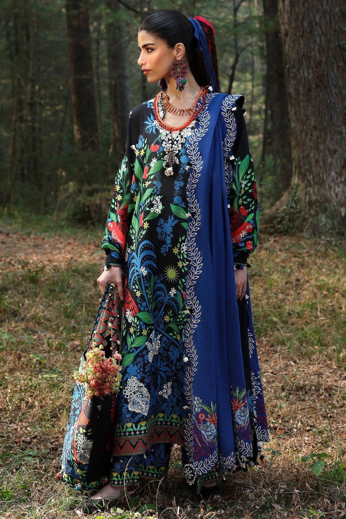 Zaha | Lawn 25 | BLACK SOLANA (ZL25-03 A) by Maria Faisal - Registered Vendor of : Zaha - type : Ladies Clothes - 100% original wedding dresses