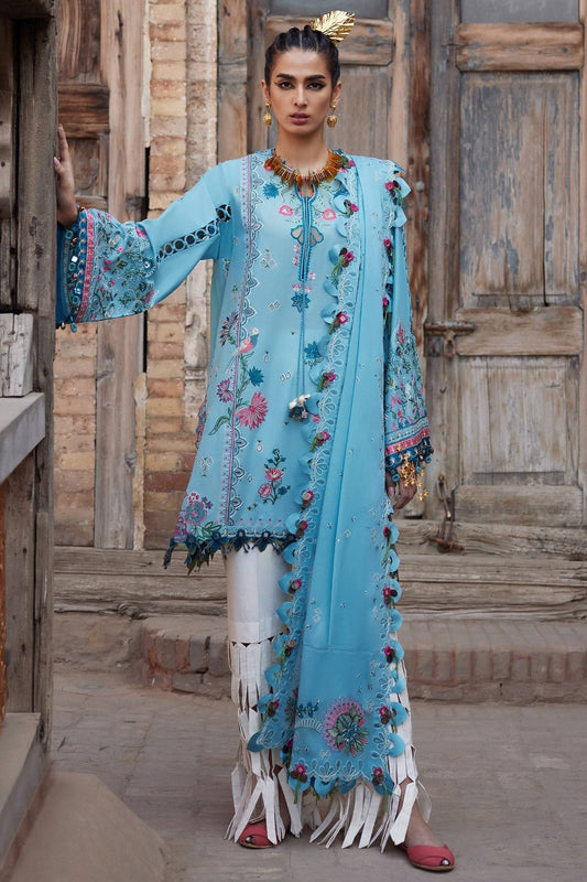 Elan | Luxury Lawn 25 | ISLA BLEU (EL25-11 A) by Maria Faisal - Registered Vendor of : Elan - type : Ladies Clothes - 100% original wedding dresses