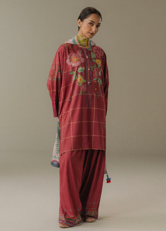 Zara Shahjahan | Coco Prints 25 |Olive Hour-5B - Casual Dress - available at Maria Faisal in UK and USA.
