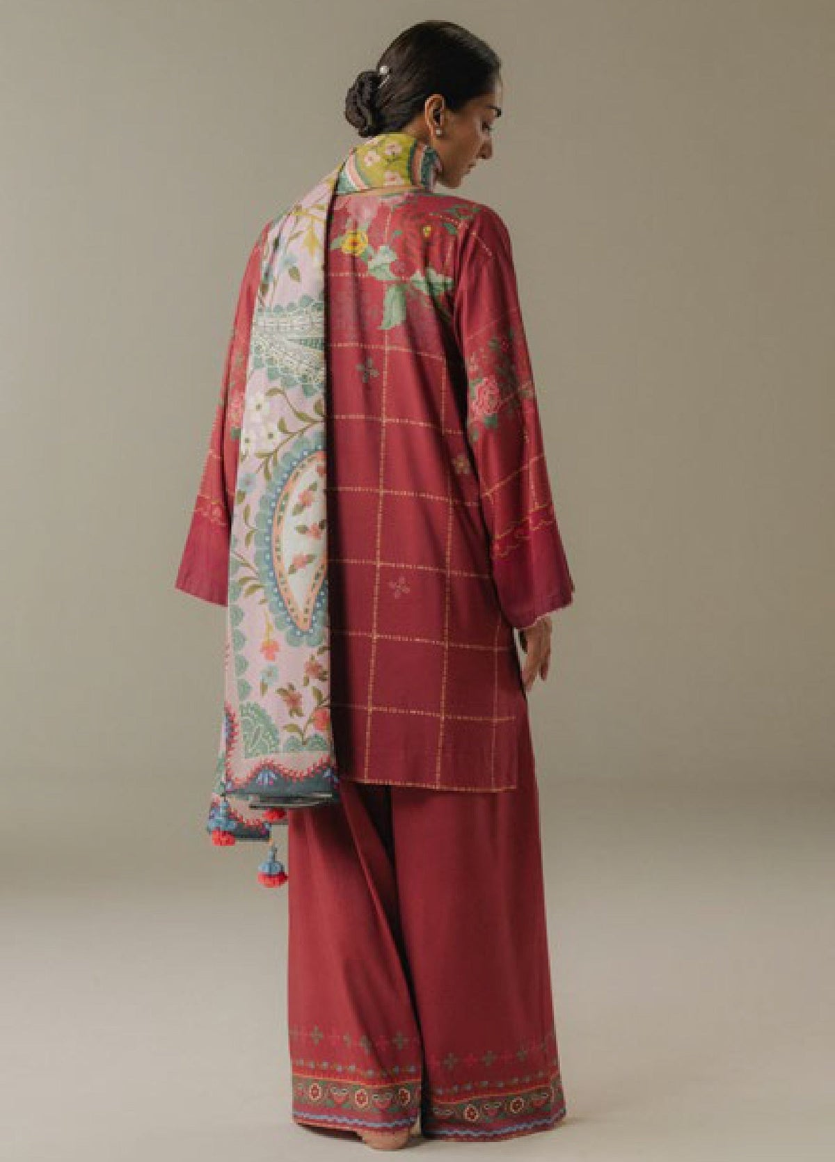 Zara Shahjahan | Coco Prints 25 |Olive Hour-5B - Casual Dress - available at Maria Faisal in UK and USA.