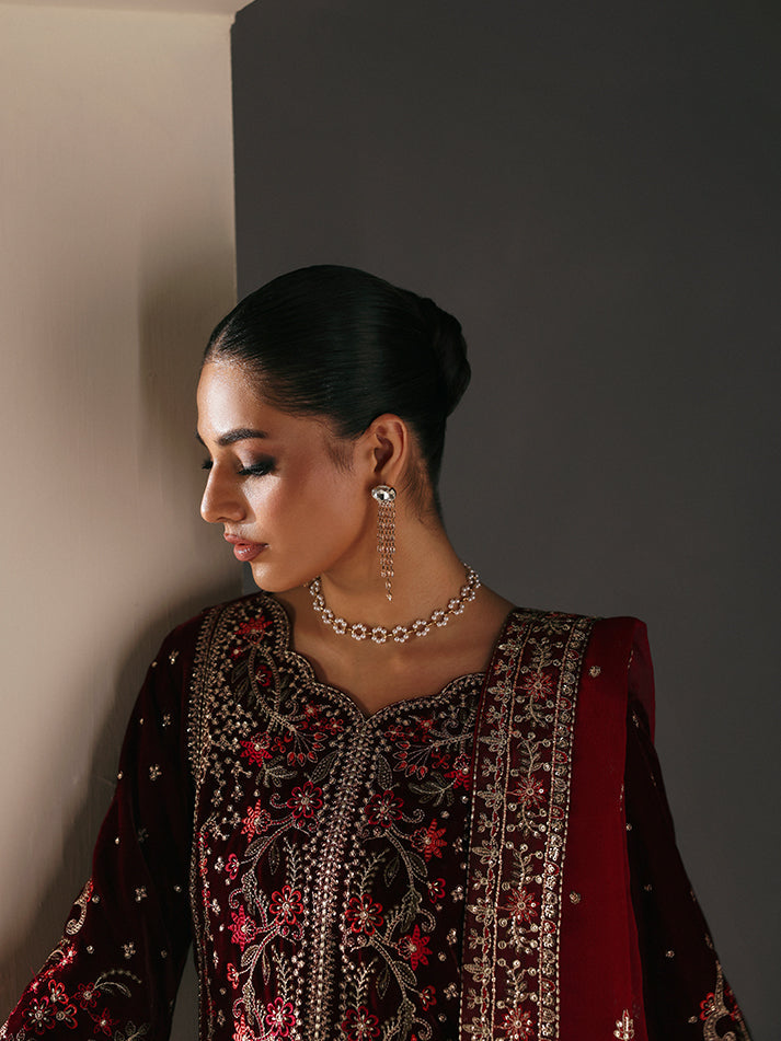 Gulaal | Marais Velvet | VELA - Formal Dress - available at Maria Faisal in UK and USA.