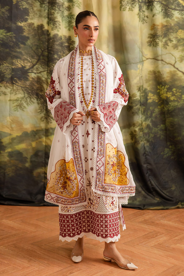 Marjjan | Guzel Lawn | SMC 207-A (White) - Ladies Clothes - Maria Faisal