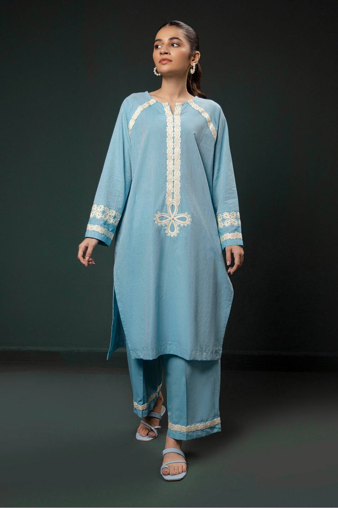 Zellbury | Summer Pret | Embroidered Kurta Trouser - 0977 by Maria Faisal - Registered Vendor of : Zellbury Women - type : Signature Pret - 100% original wedding dresses