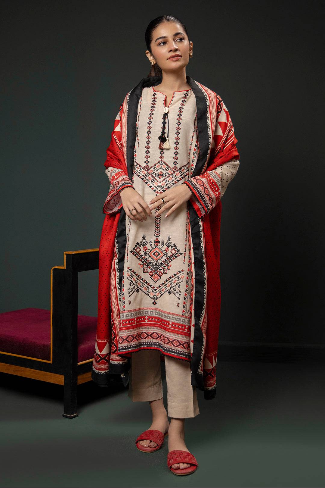 Zellbury | Winter Pret | Embroidered Kurta Shawl - 2937 by Maria Faisal - Registered Vendor of : Zellbury Women - type : Essential Pret - 100% original wedding dresses