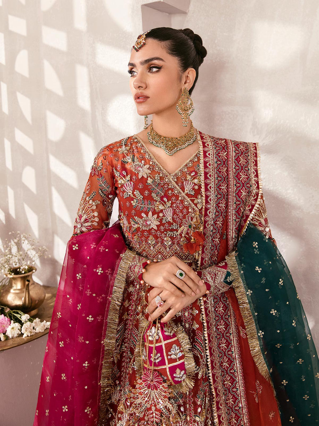 Gulaal | Wedding Formals | ZAIRA GL-WS-22V1-30 (RUST ANGRAKHA) - Designer Dress with Intricate embroidery and embellishments. Shop elegent wedding dress at Maria Faisal.